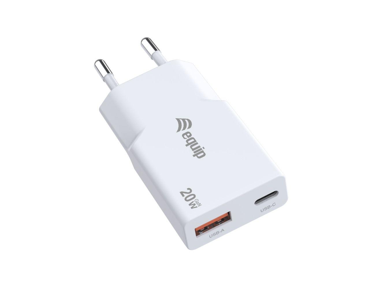 Carregador de Dispositivos Móveis EQUIP 245522 GaN Slim (20 W - Branco)