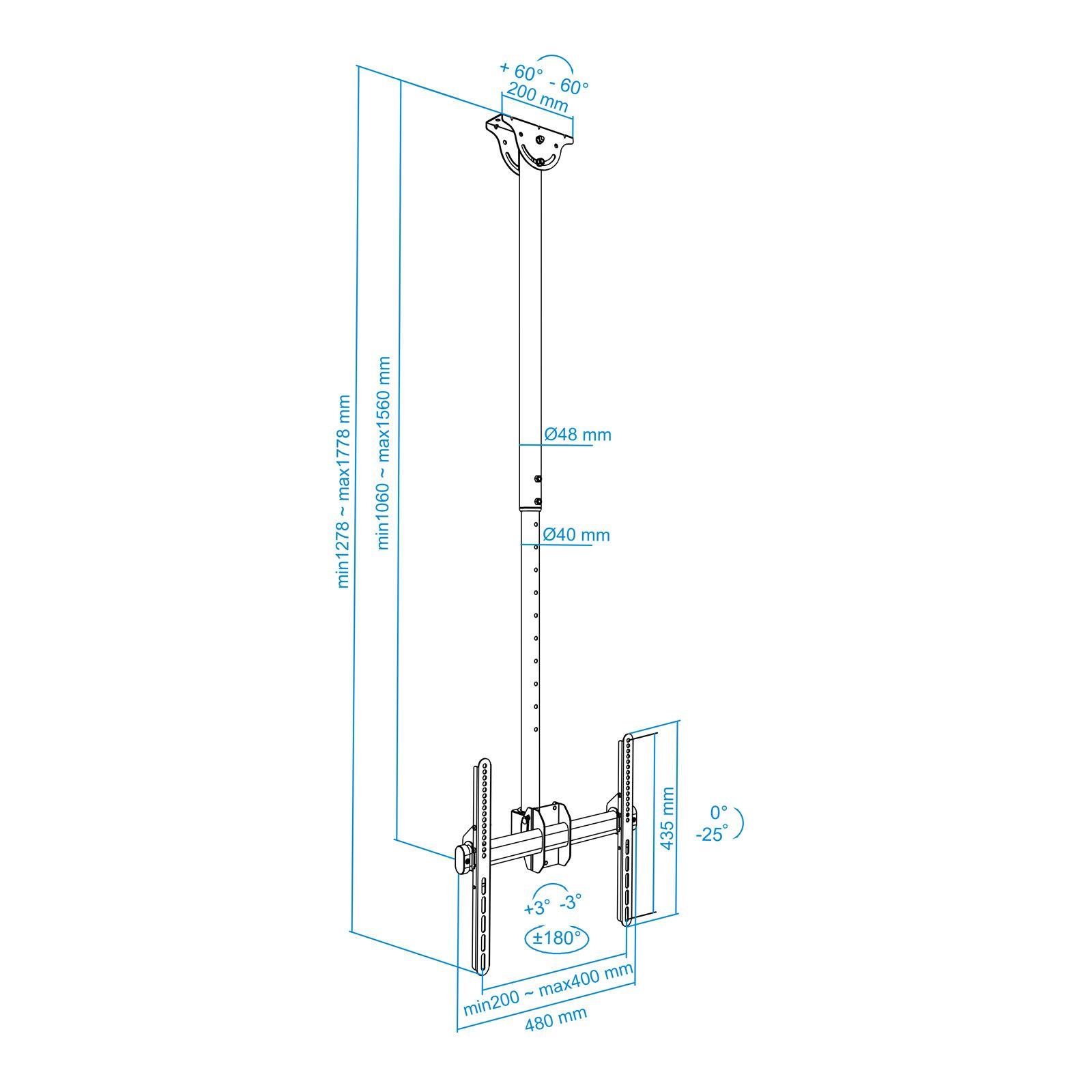 Suporte de Teto para TV TOOQ LPCE1155TSLI-B (32-55" - VESA 400x400 - 50 kg - Preto), miniatura 9