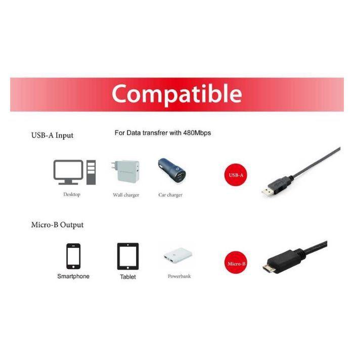 Cabo USB EQUIP 128594 (1 m - Micro-USB B - USB A - Preto) — miniatura 5