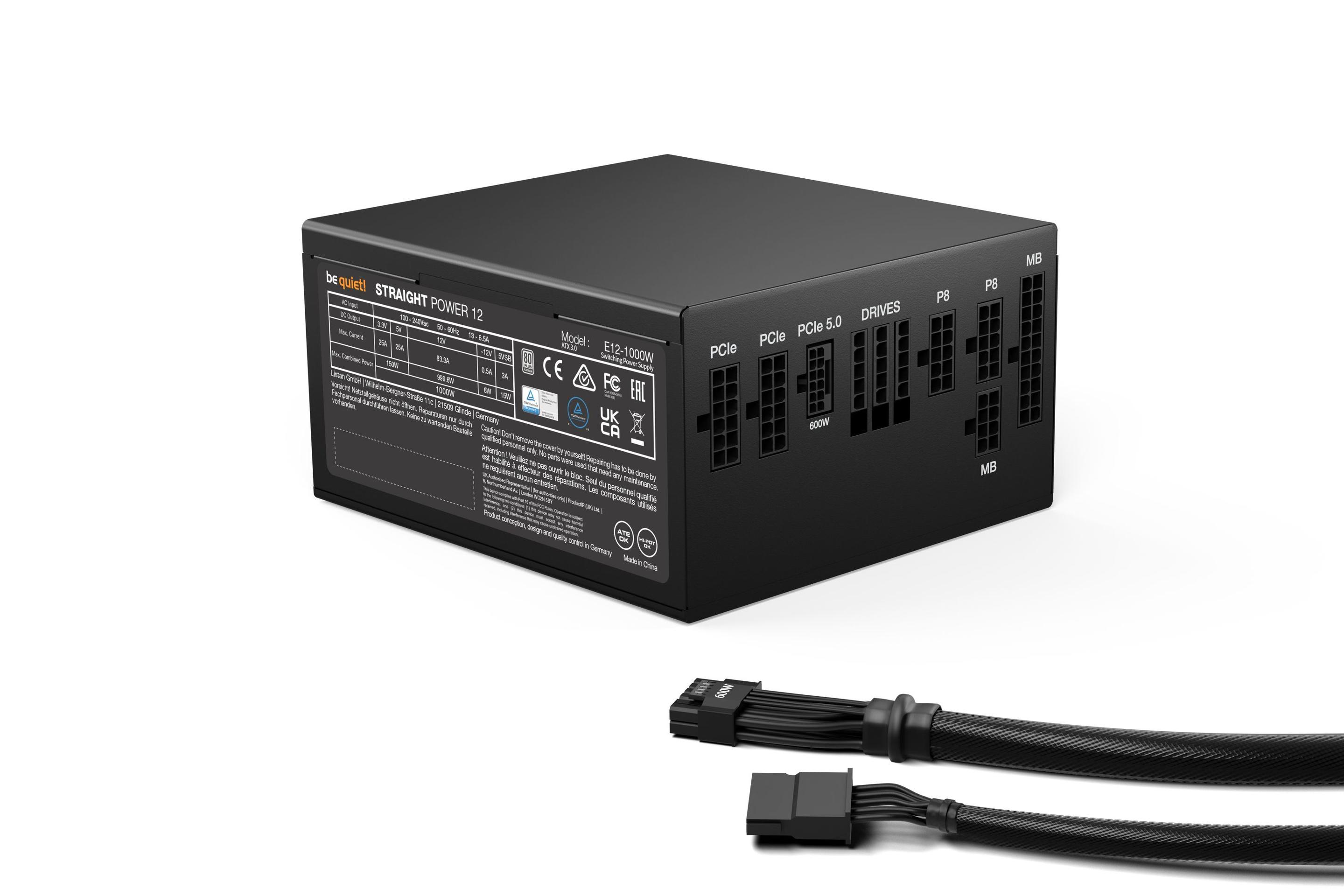 Fonte de Alimentação BE QUIET! Straight Power 12 Platinum BN338 (ATX, micro ATX, Mini-ATX - ATX - 1000 W - Preto), miniatura 2