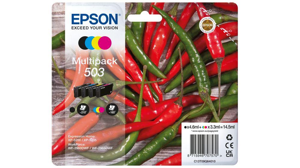 Conjunto de 4 Tinteiros EPSON 503 (WF-2960DWF/WF-2965DWF/XP-5200/XP-5205 - Preto, Ciano, Magenta e Amarelo)