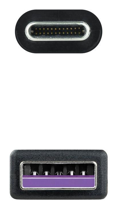 Cabo USB NANOCABLE 10.01.2101 (1 m - USB A - USB C - Preto) — miniatura 3