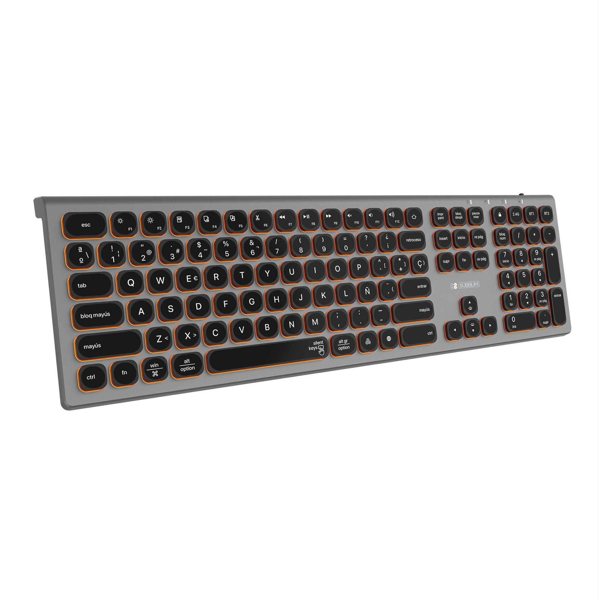 Teclado SUBBLIM Master (Espanhol - Teclas tesoura - Tamanho completo - Cinzento e Preto)