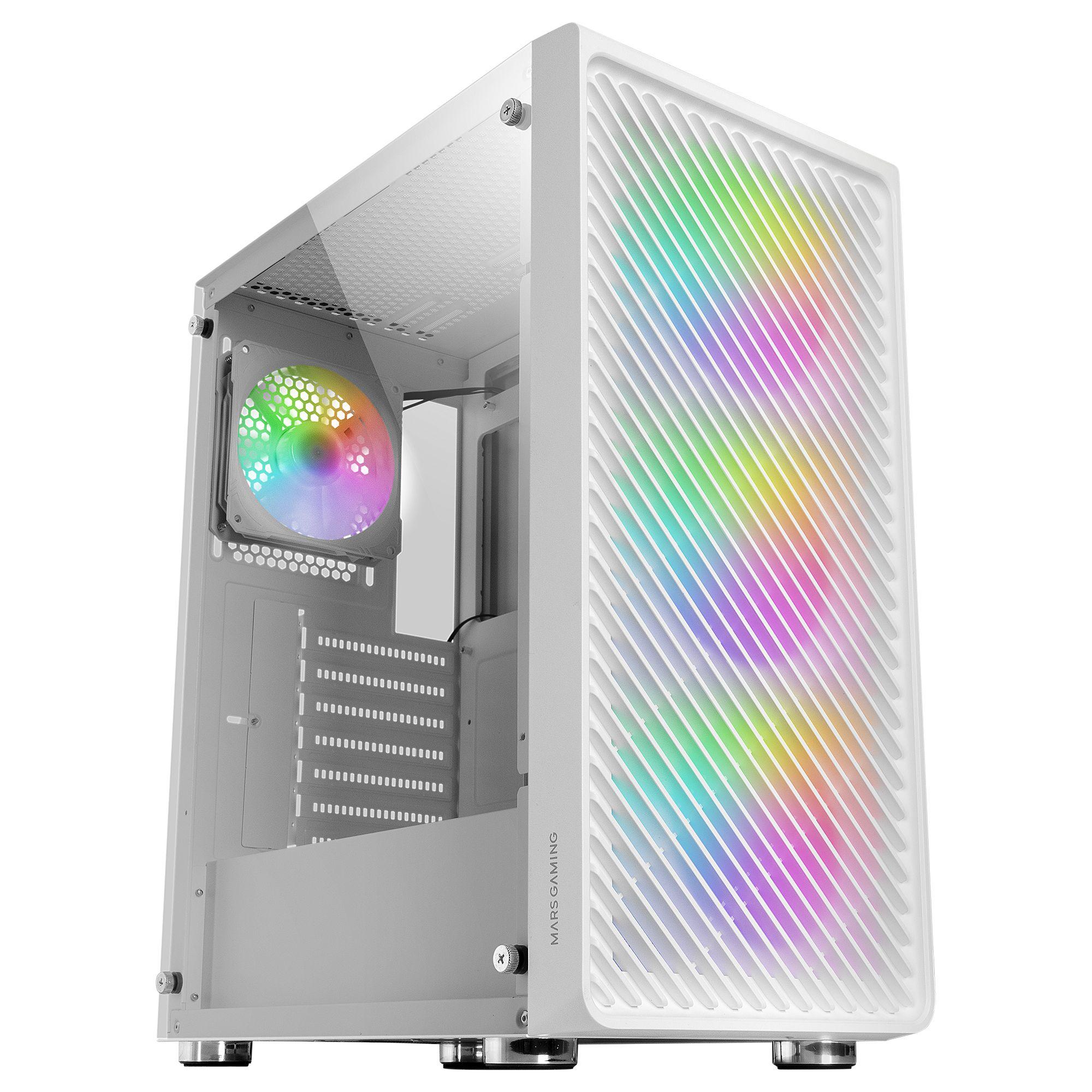 Caixa ATX MARS GAMING MC-F ARGB (ATX, Micro ATX, Mini-ITX - Midi Tower - 17,7 cm - Branco)