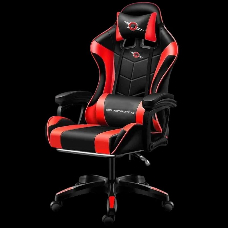 Cadeira Gaming POWERGAMING 813 (Couro sintético - Preto/Vermelho)