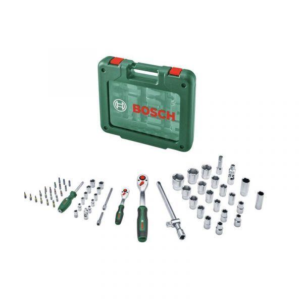 Jogo de Roquetes e Chaves de Caixa BOSCH 1600A039J8 (1/4" + 1/2" - 60 Peças - Verde)