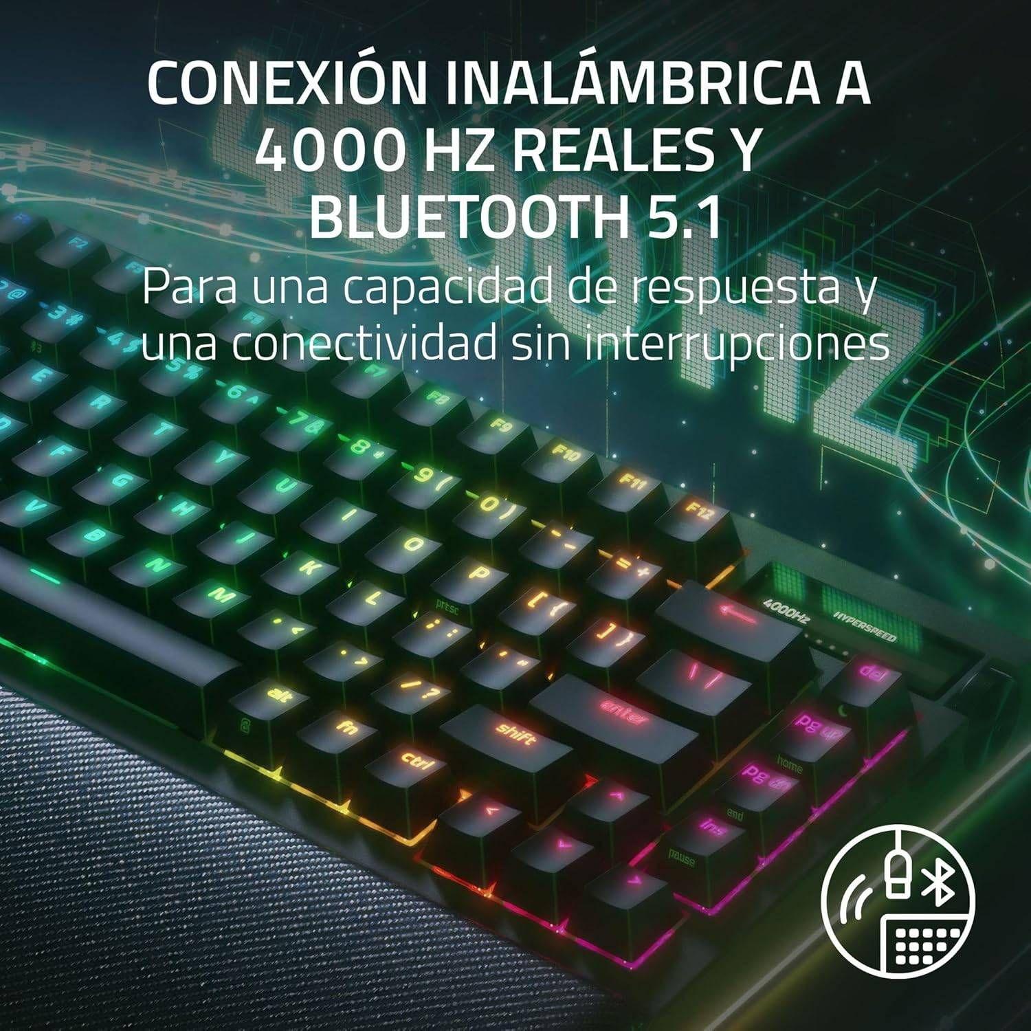 Teclado RAZER BlackWidow V4 Pro 75% (Inglês - Razer Green - USB + RF Wireless + Bluetooth - Preto) — miniatura 3