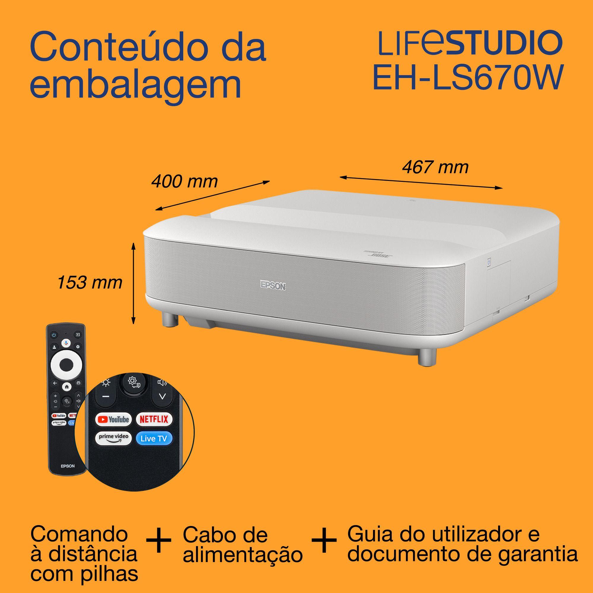 Projetor EPSON Lifestudio Grand EH-LS670W (UHD 4K - Google TV - 3600 ANSI lumens - Branco), miniatura 16