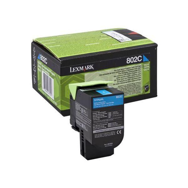 Toner LEXMARK 80C20C0 / 802C (1 000 páginas - Ciano), miniatura 2