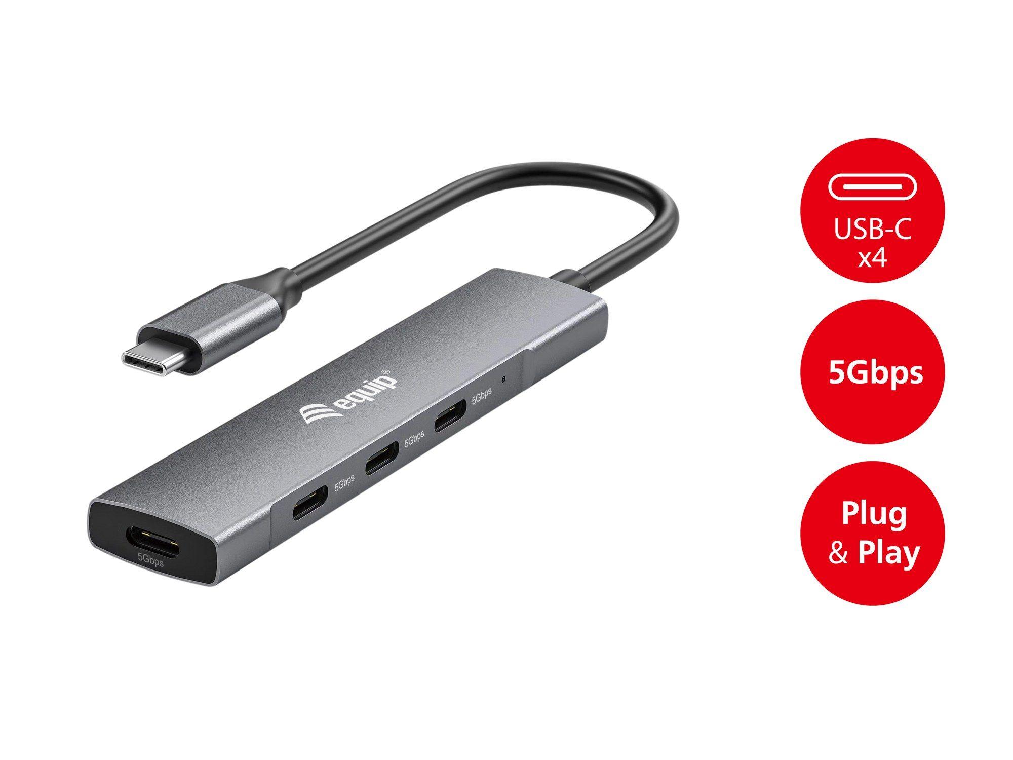 Hub USB-C EQUIP 128963 (0,15 m - Preto e Prateado), miniatura 7
