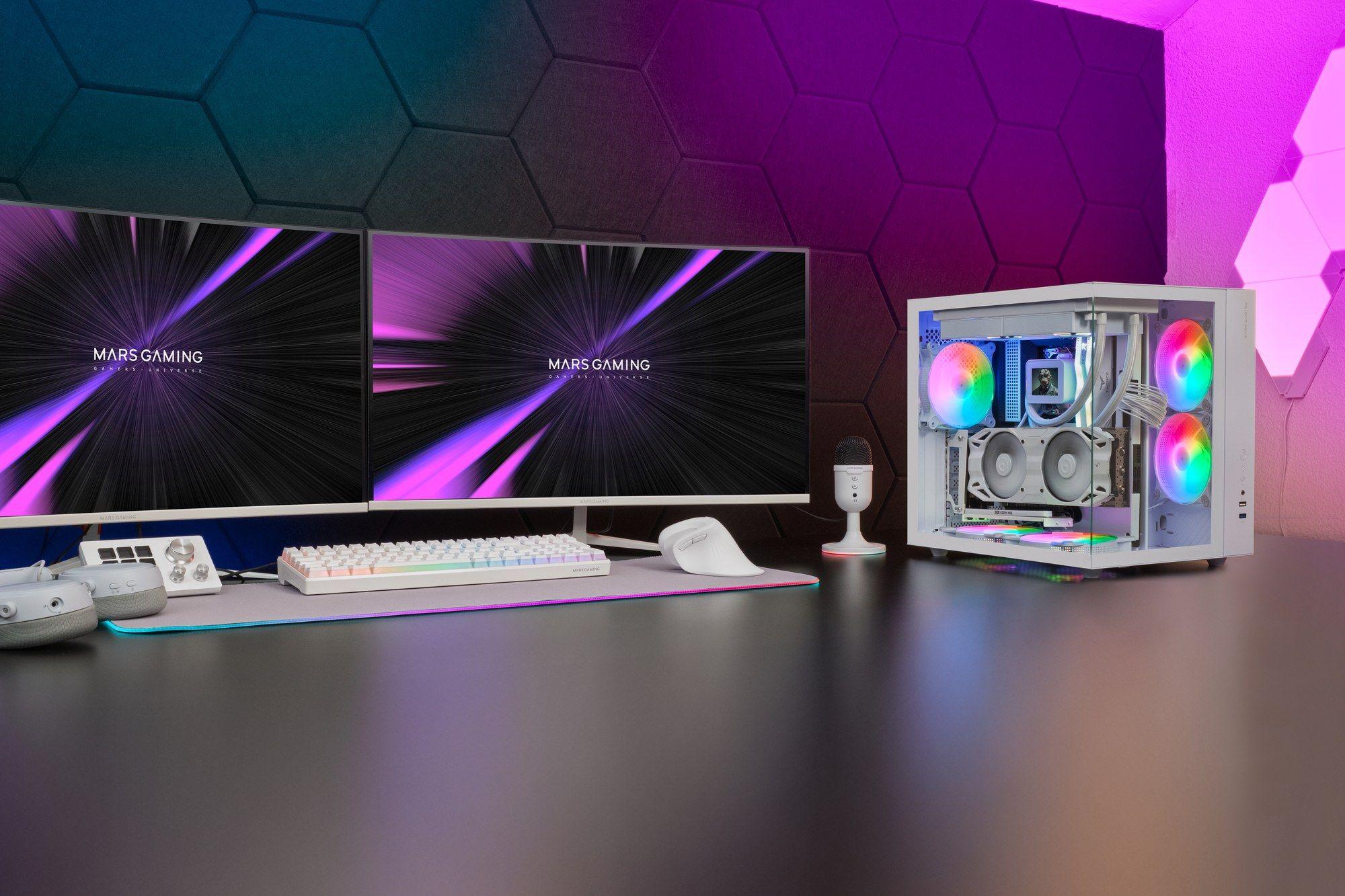 Caixa de Computador MARS GAMING MCV-ONEW (ATX, Micro ATX, Mini-ITX - ATX Cube, Midi Tower - Aço, vidro temperado - Branco) — miniatura 7