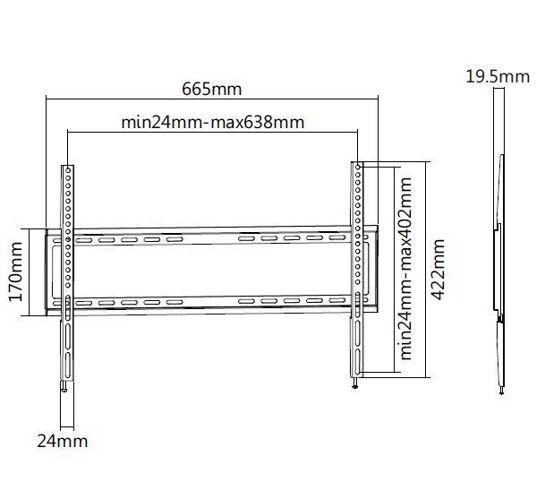 Suporte de Parede Fixo para TV EQUIP 650333 (600 x 400 mm - 200 x 200 mm - 177,8 cm - Preto), miniatura 7