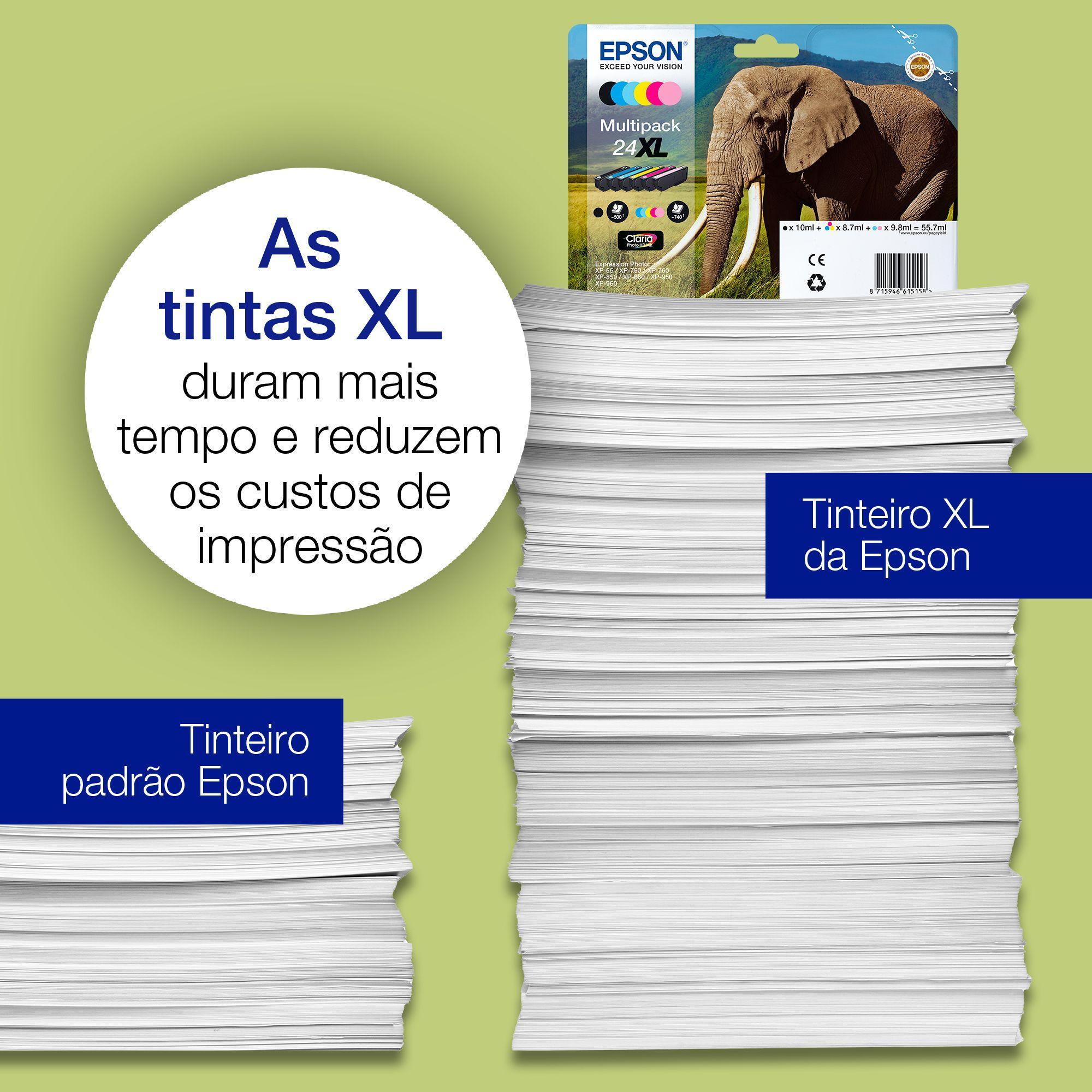 Multipack de Tinteiros EPSON 24XL Elefante (6 Cores - Preto, Ciano, Ciano Claro, Magenta, Magenta Claro e Amarelo), miniatura 6