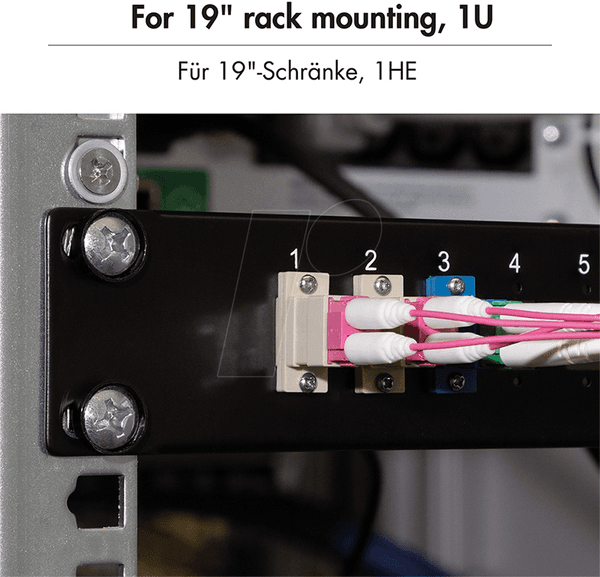 Painel de Fibra Óptica LOGILINK FB0003B (19 polegadas - 1U - 24 recortes SC Duplex/LC Quad), miniatura 4