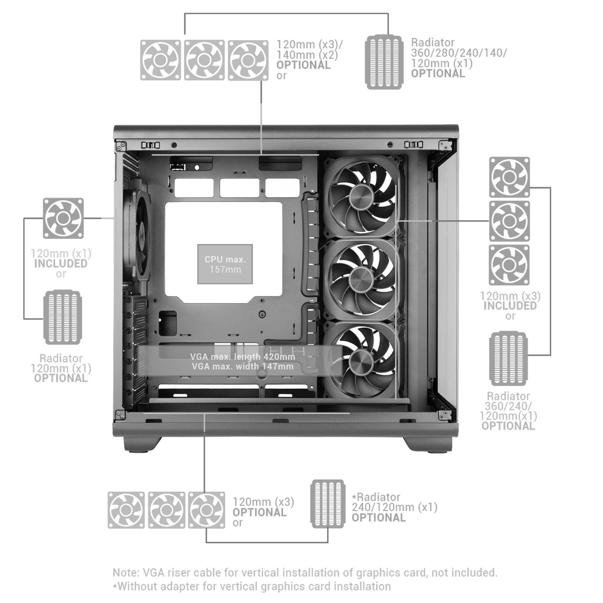 Caixa de Computador MARS GAMING MC-REVPRO (ATX - Ecrã LCD 4,3" - Preto) — miniatura 10