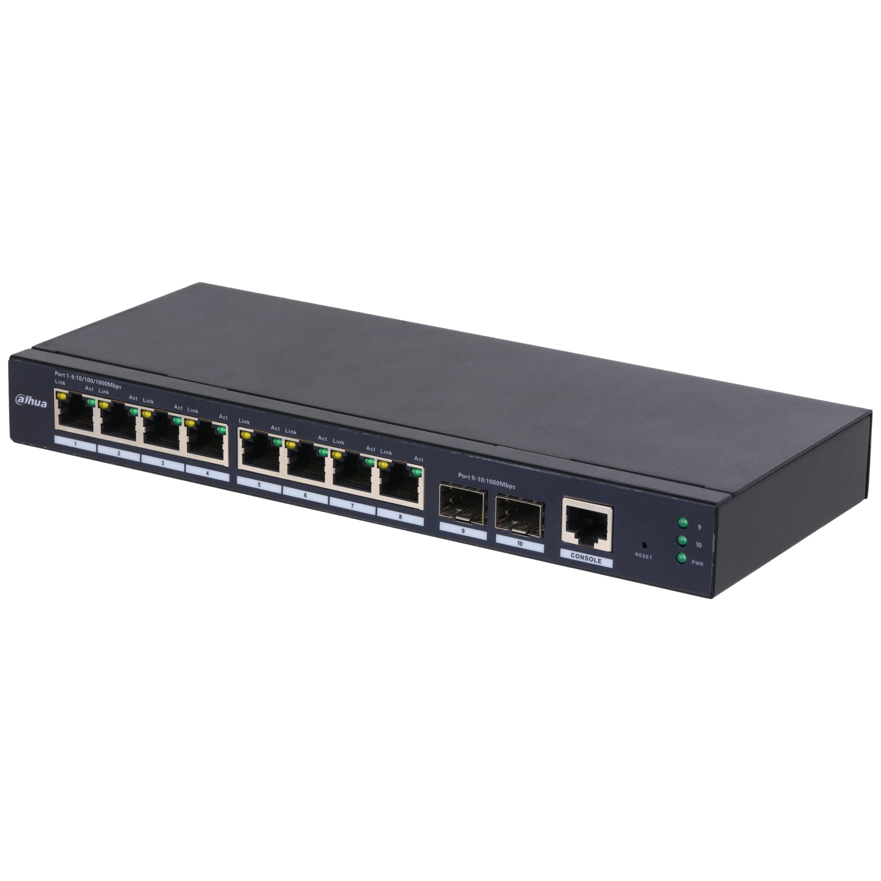 Switch Gerido DAHUA DH-SG4010-2F (Gigabit Ethernet - 10, 100, 1000 Mbit/s - 4,1 MB - Preto)