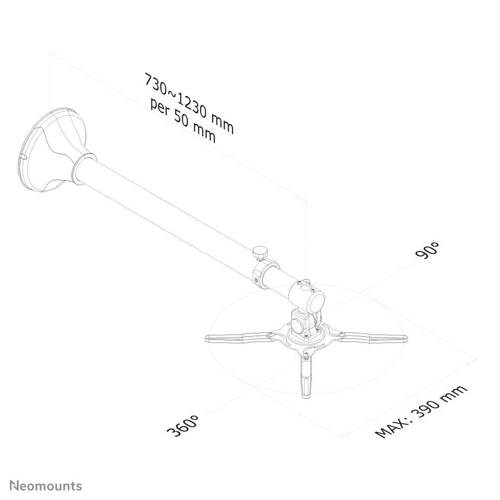 Suporte de Projetor de Parede NEOMOUNTS BEAMER-W100SILVER (12 kg - Parede - 0-90° - Prateado) — miniatura 2