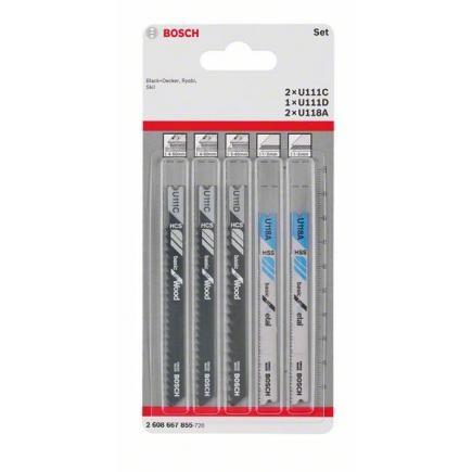 Conjunto de Lâminas para Serra Vertical BOSCH Basic for Wood and Metal 2608667855 (5 peças - Encaixe U)