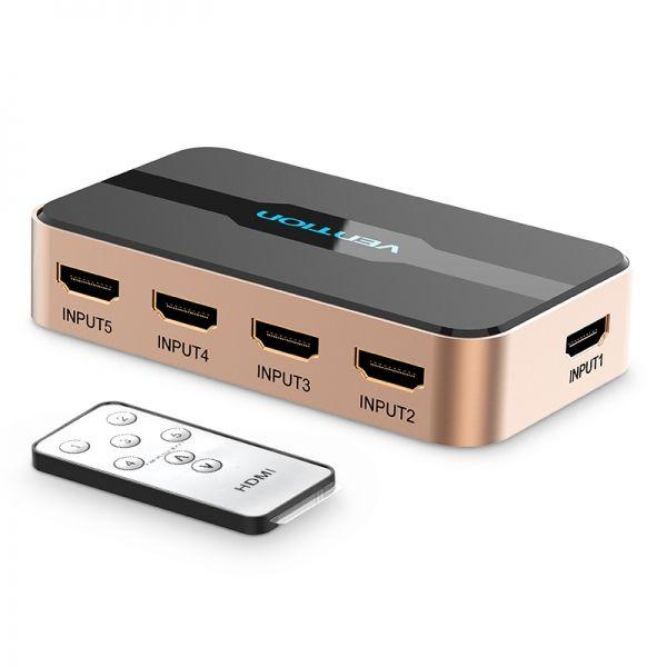 Comutador HDMI VENTION ACDG0 (30 Hz - Preto e Dourado) — miniatura 3