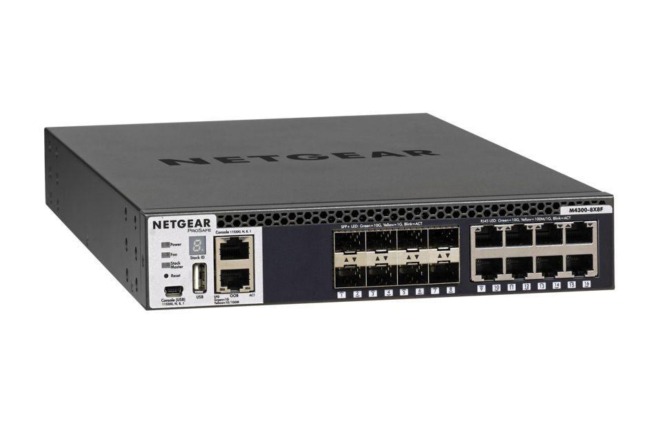 Switch NETGEAR M4300-8X8F (10G Ethernet - 320 Gbit/s - L3 - Preto)