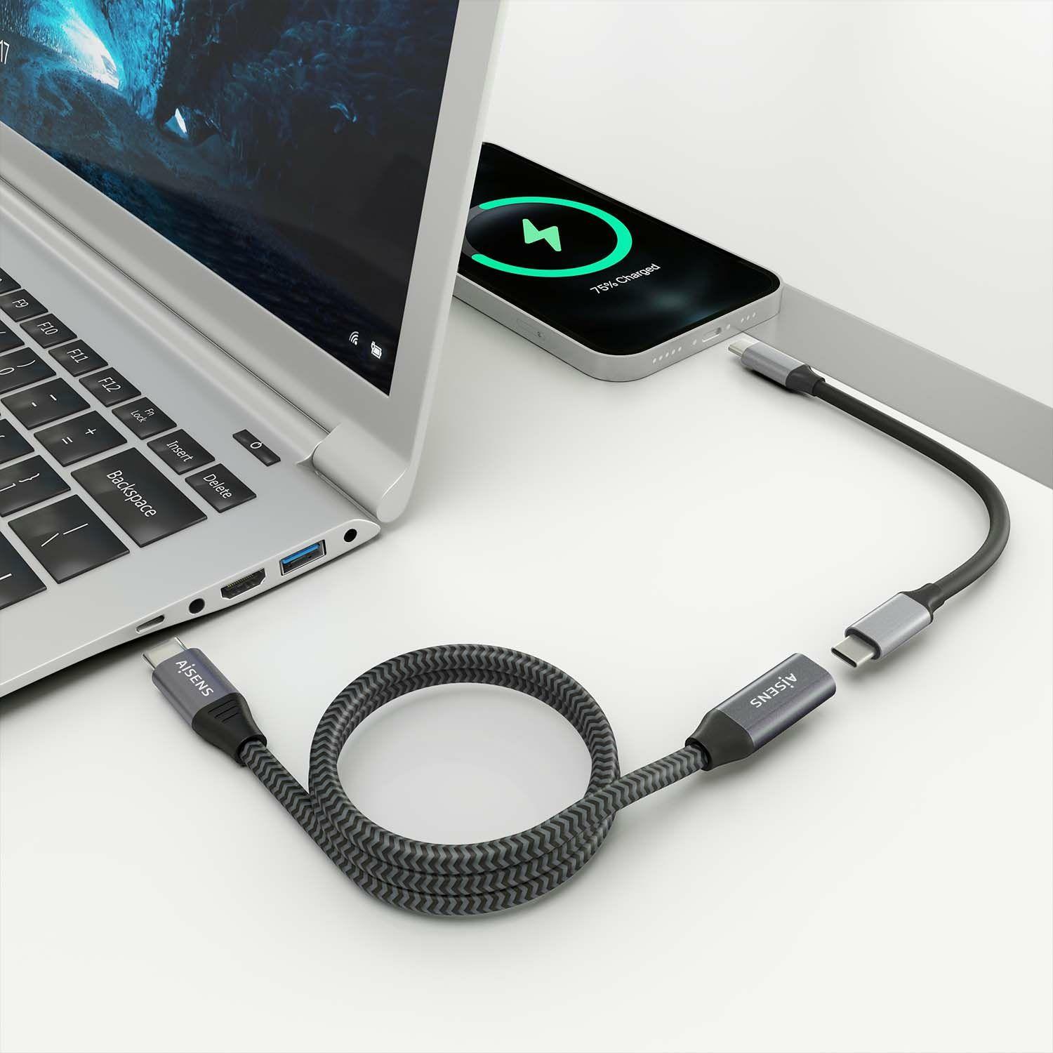 Cabo de Extensão USB-C AISENS A107-0636 (2 m - USB C - Cinzento) — miniatura 4
