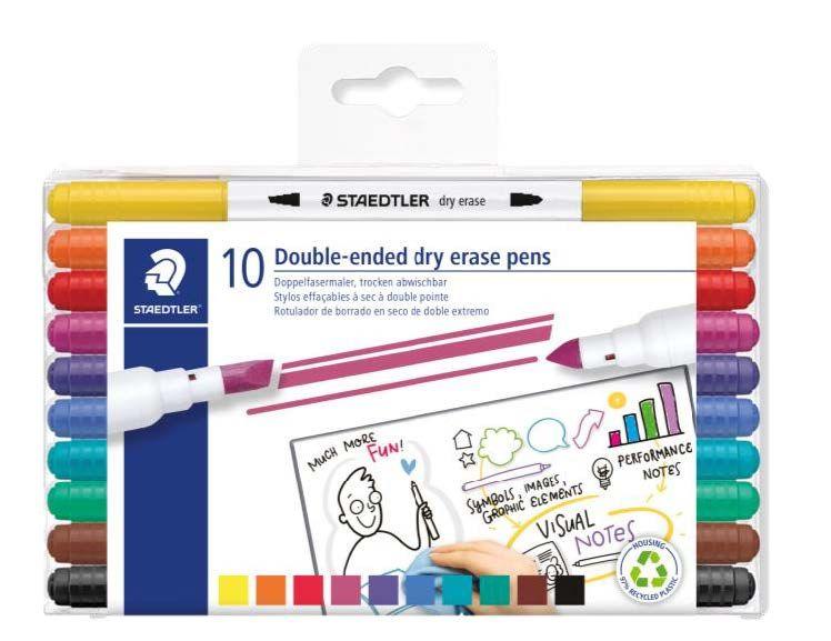 Marcadores para Quadro Branco STAEDTLER Lumocolor 3010 TB10 (10 Cores Sortidas)