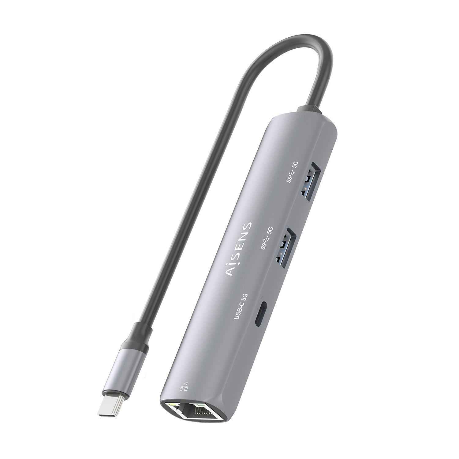 Hub USB-C AISENS ASUC-4P039-GR (0,15 m - Cinzento), miniatura 5