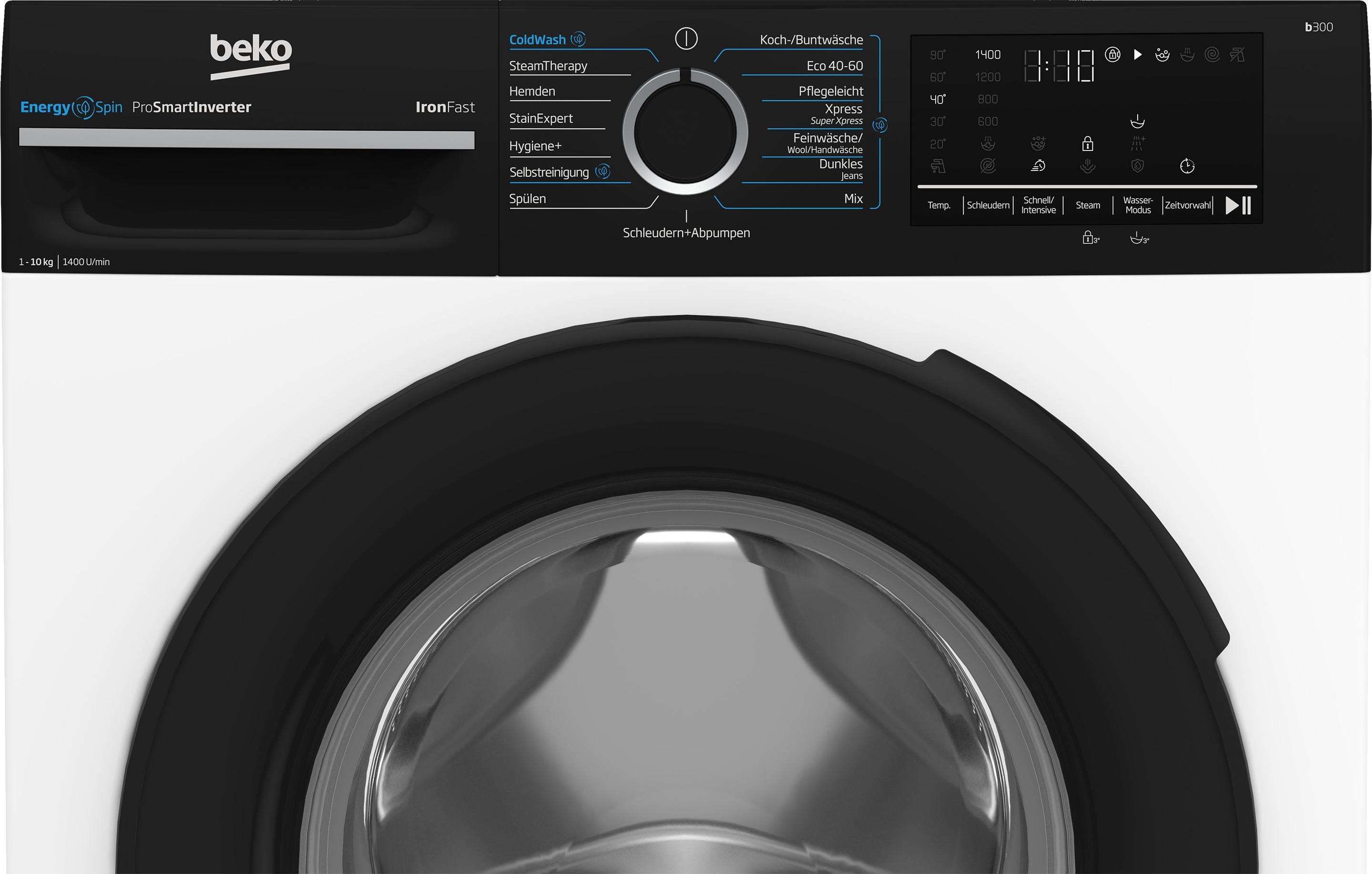 Máquina de Lavar Roupa Independente BEKO BM3WFU41041W (1400 RPM - B - 51 l - Branco/Preto), miniatura 4