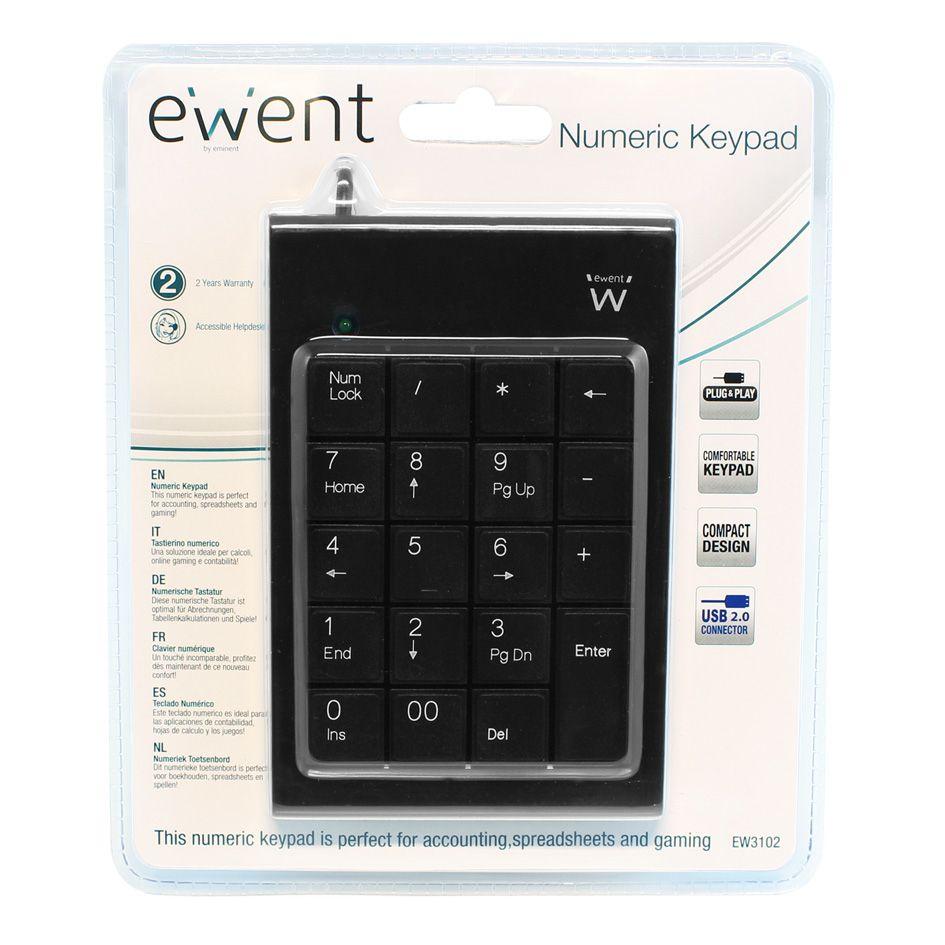 Teclado EWENT EW3102 (Membrana - USB - Teclado numérico - Preto) — miniatura 2