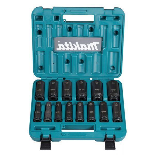 Jogo de Chaves de Caixa de Impacto MAKITA E-16586 (1/2″ - 14 peças - Métrico - Verde), imagem 1