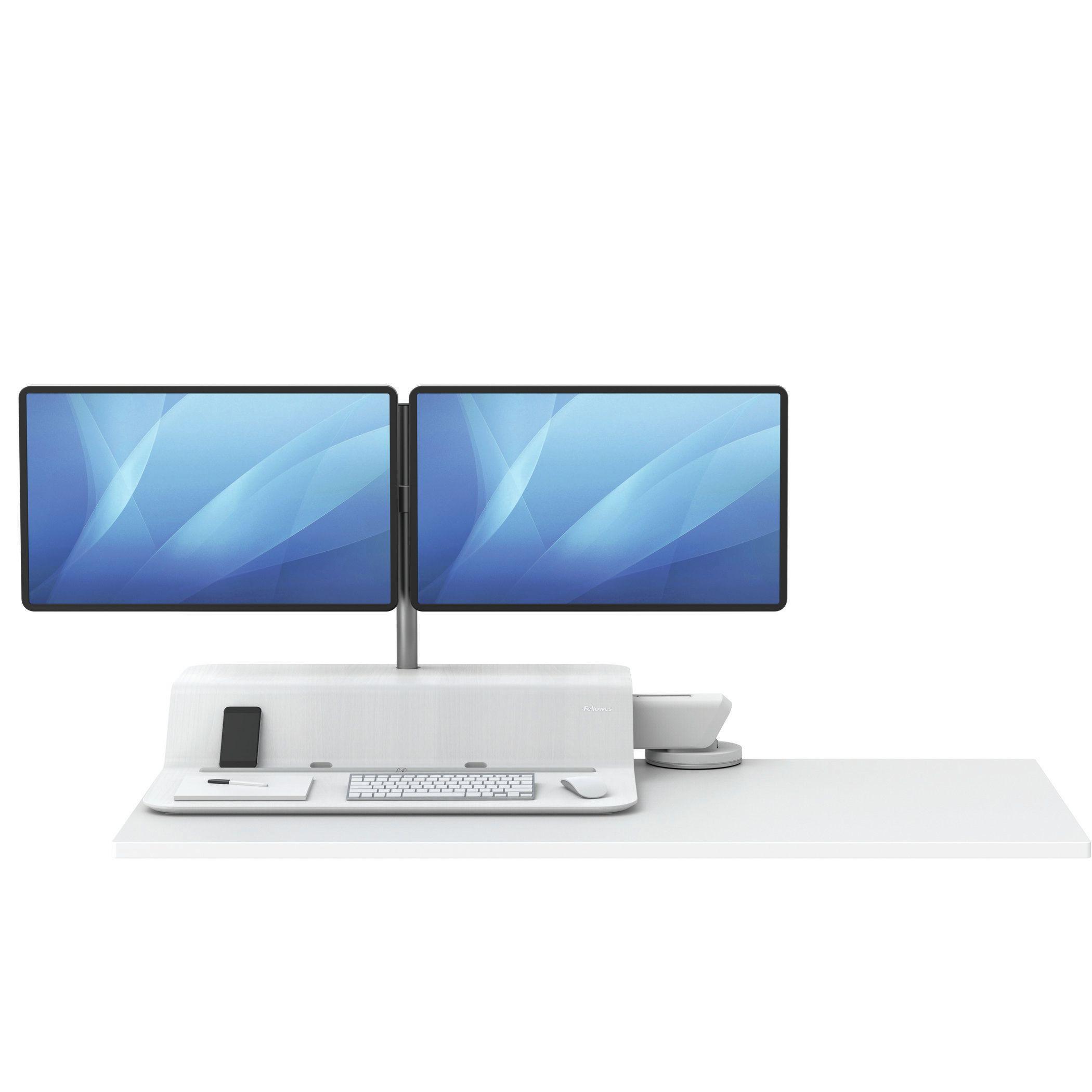 Estação de Trabalho Senta-Levanta FELLOWES Lotus RT (Braço Duplo para 2 Monitores até 26" - Branco) — miniatura 2