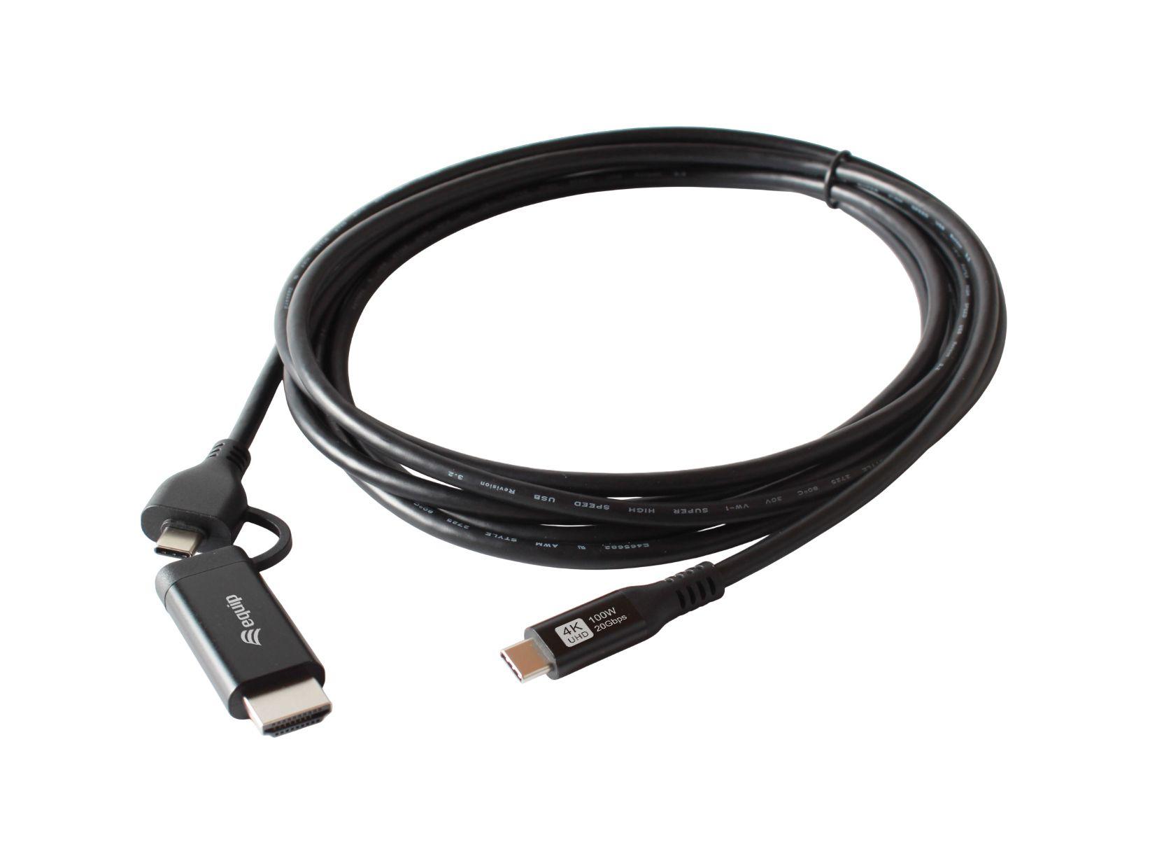 Adaptador de Vídeo USB-C EQUIP 128435 (1 m - USB Type-C macho - HDMI + USB Type-C macho - Preto) — miniatura 3