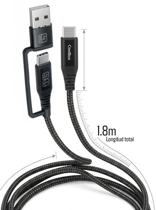 Cabo USB-C COOLBOX COO-CAB-UAC-60W (1,8 m - USB C - USB A/USB C) — miniatura 3