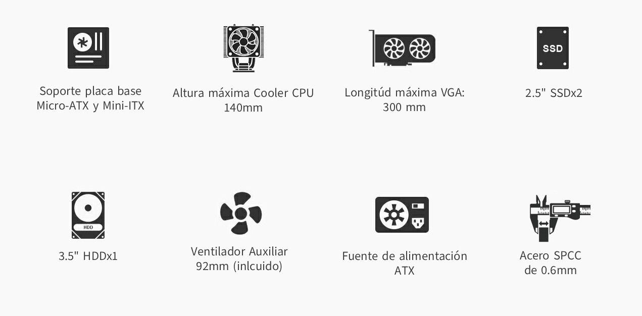 Caixa de Computador COOLBOX M640C (Micro ATX, Mini-ITX - Torre Micro-ATX - Aço SPCC 0,6 mm e SGCC 0,4 mm - Preto) — miniatura 8