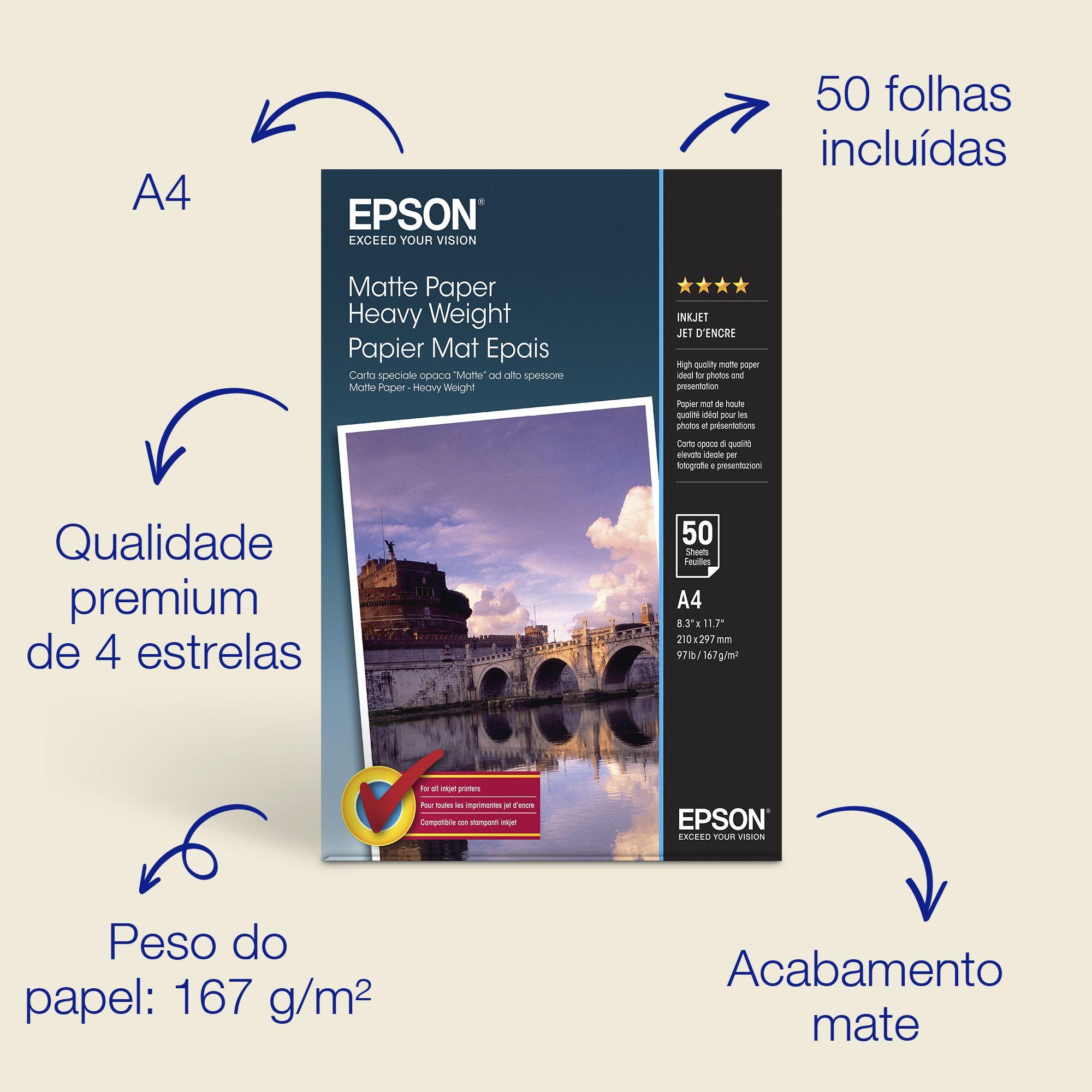 Papel Mate de Alta Gramagem EPSON C13S041256 (Branco)