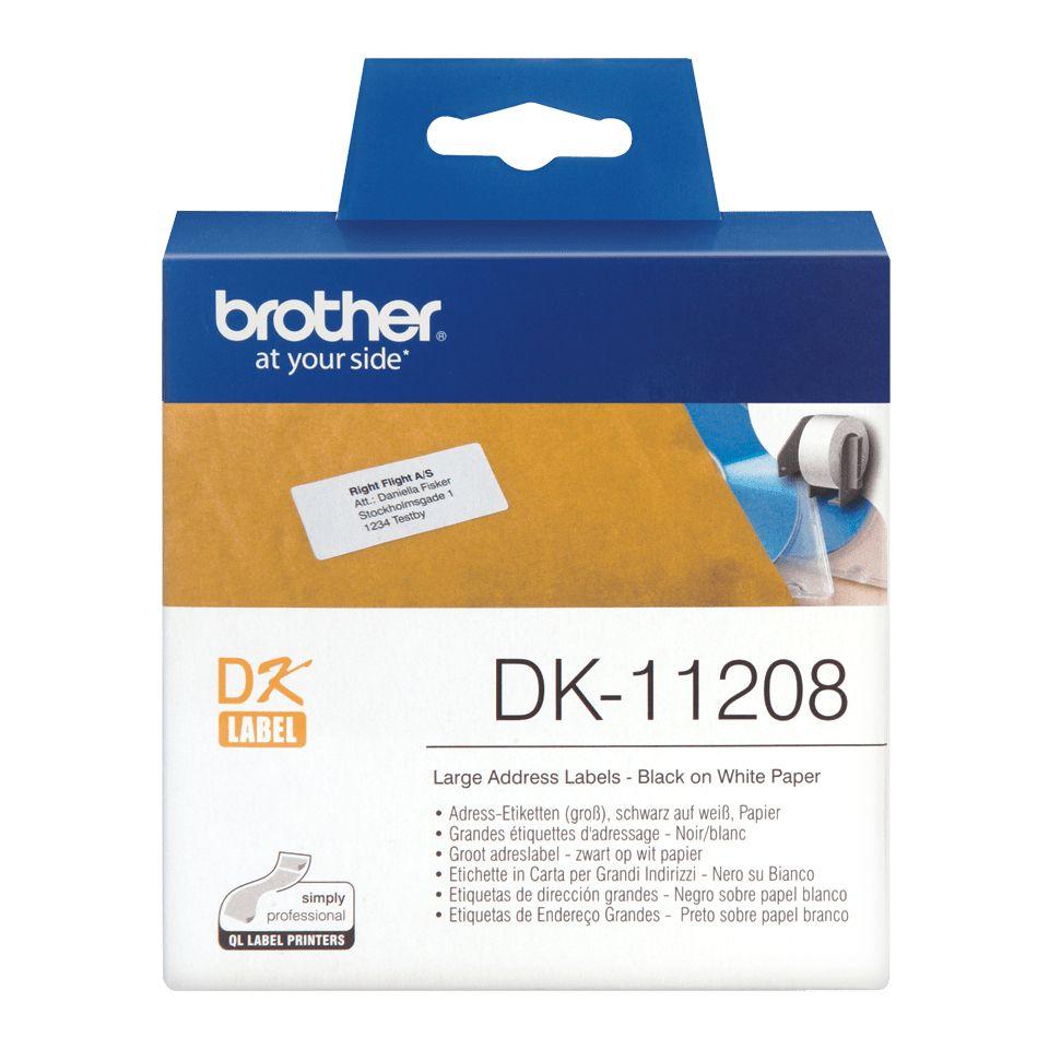 Etiquetas Autocolantes Pré-cortadas BROTHER DK-11208 (Preto sobre Branco), miniatura 2