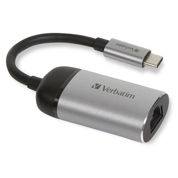 Adaptador USB-C para Ethernet Gigabit VERBATIM 49146 (10 cm - USB 3.2 Gen 1 Type-C - RJ-45 - Preto e Prateado), miniatura 2