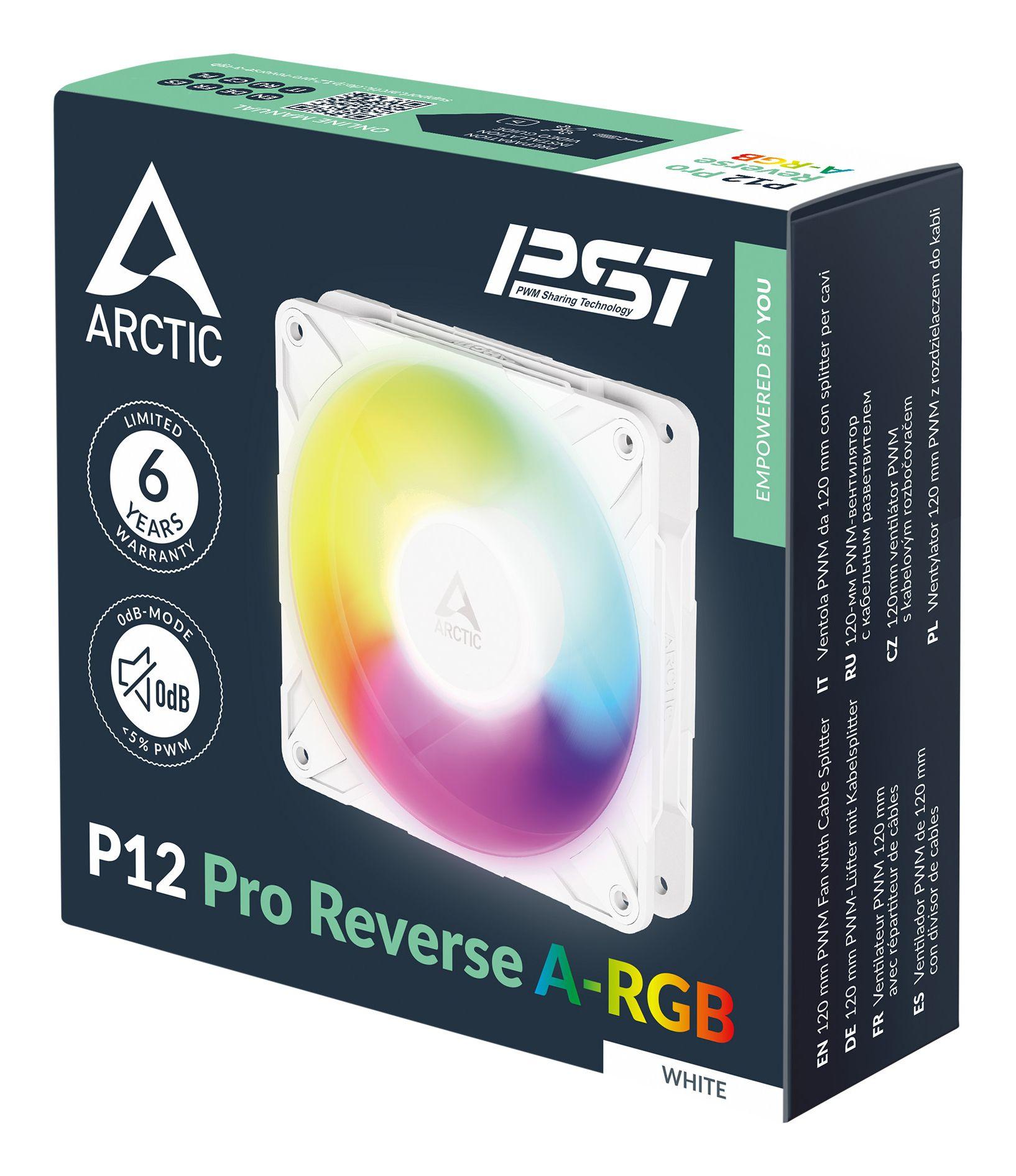 Ventoinha para Caixa PC ARCTIC P12 Pro Reverse A-RGB (Branco) — miniatura 6