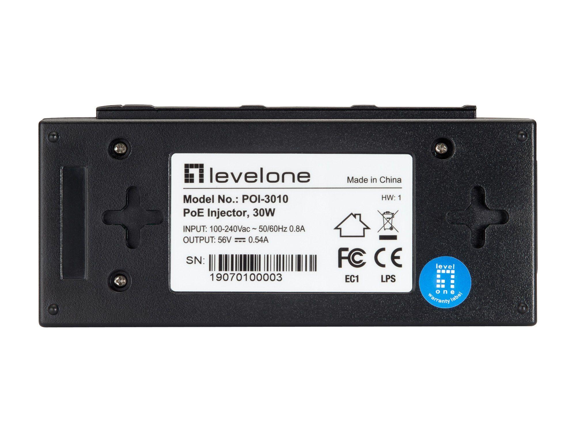 Injetor PoE LEVELONE POI-3010 (1 unidade - 10/100/1000 Mbit/s - Preto) — miniatura 5
