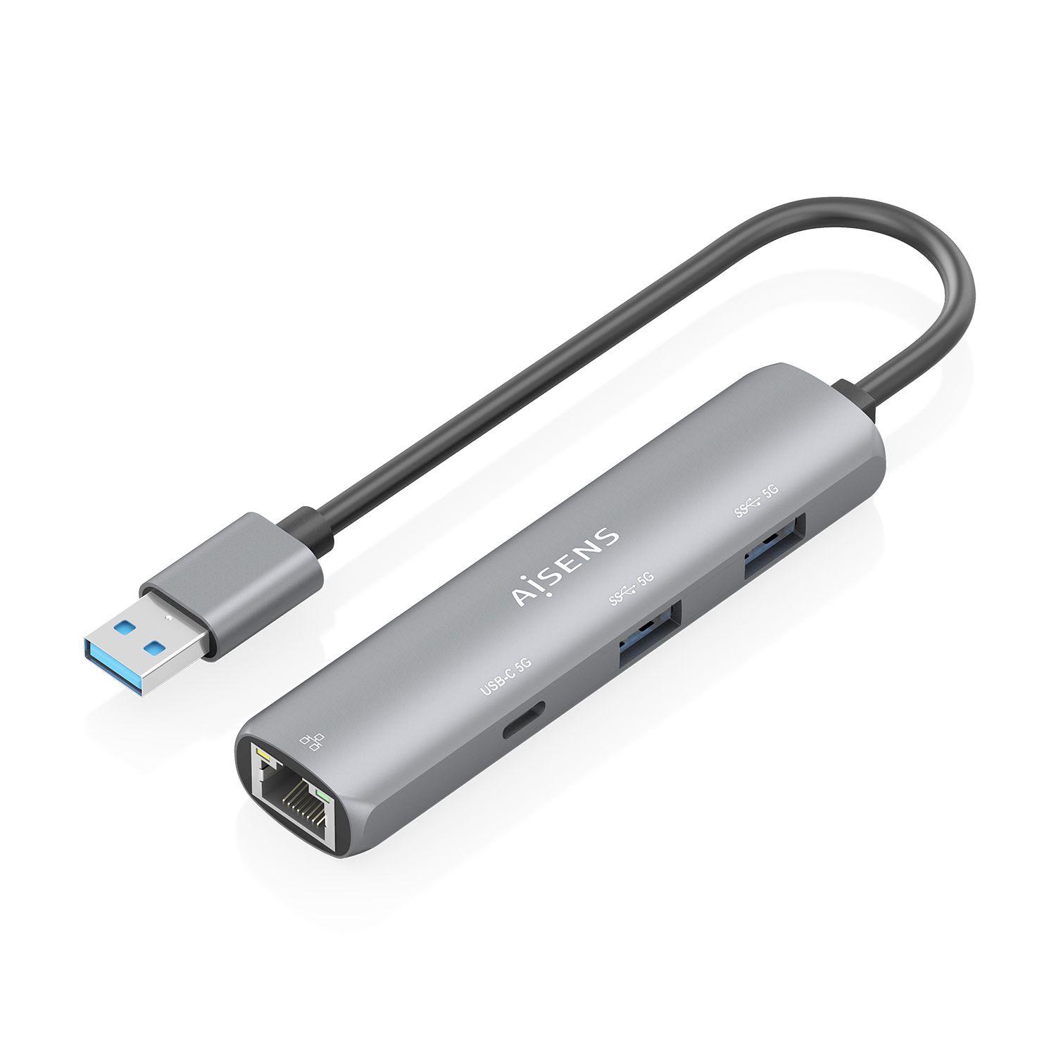 Estação de Acoplamento USB AISENS ASUC-4P035-GR (0,15 m - Cinzento)
