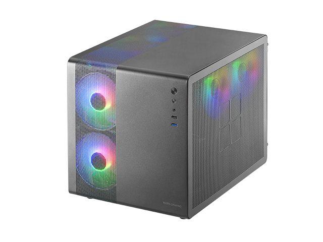 Caixa Micro-ATX MARS GAMING MC400 (Micro ATX, Mini-ITX - Mini Tower - Metal, malha, vidro temperado - Preto) — miniatura 2