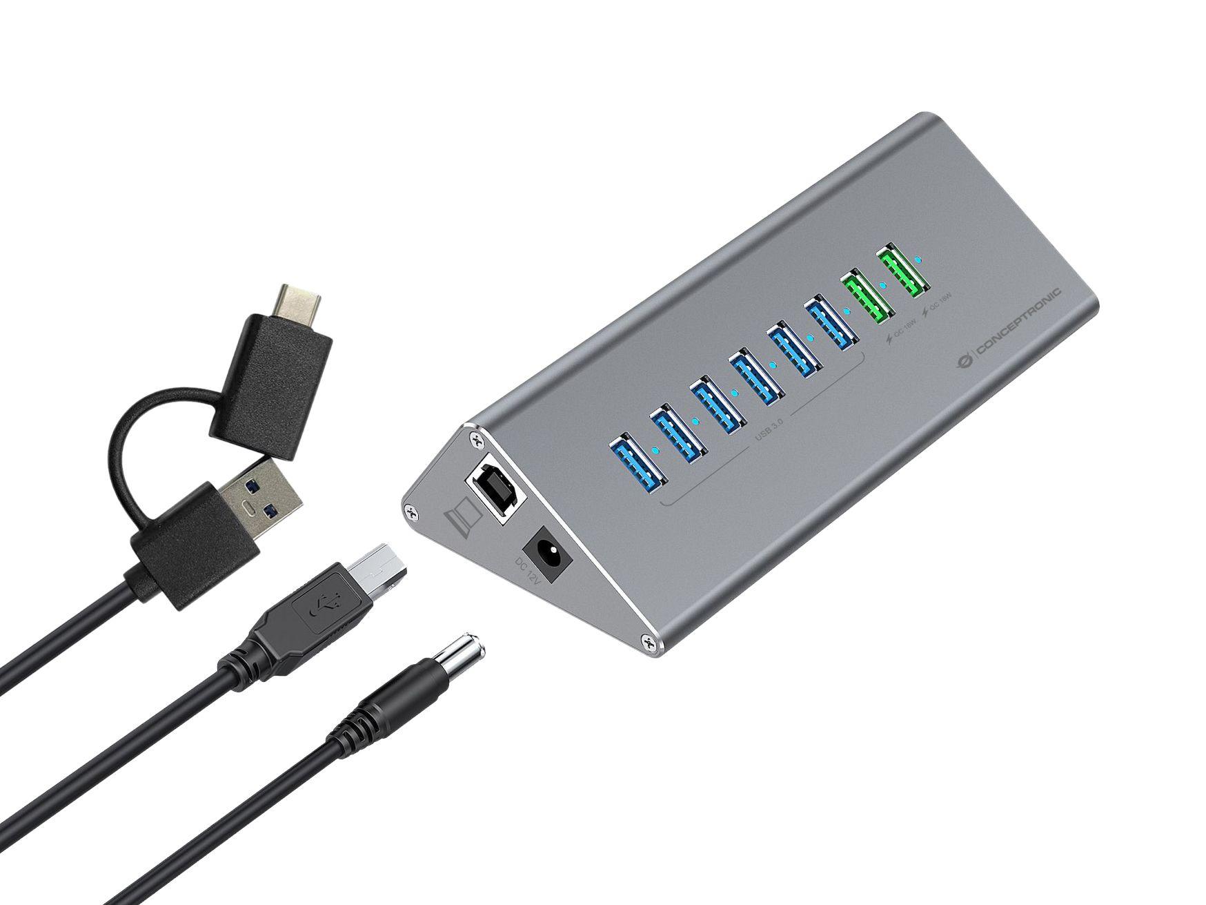 Hub USB CONCEPTRONIC HUBBIES18G (1 m - Cinzento) — miniatura 2