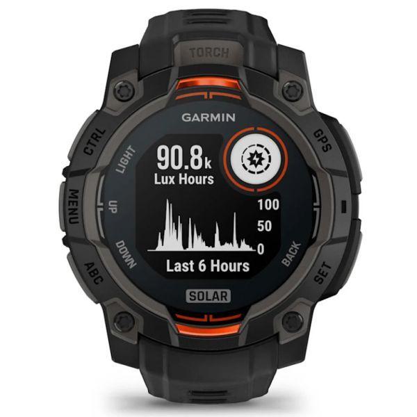 Smartwatch GARMIN Instinct 3 Solar 45mm (Redondo - Android, iOS - MIP - Preto/Laranja) — miniatura 2