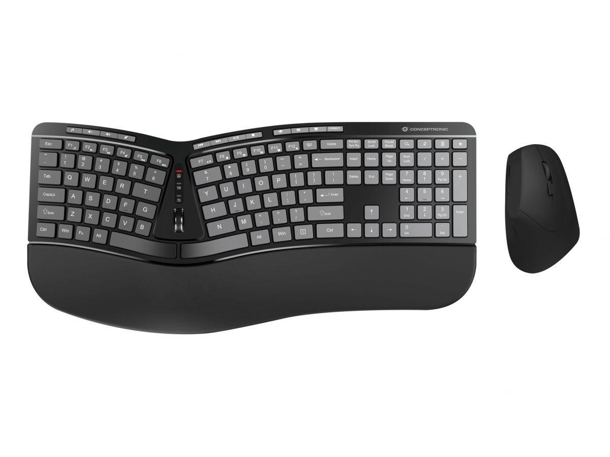 Conjunto de Teclado e Rato CONCEPTRONIC ORAZIO02US (Inglês - Tamanho completo - RF Wireless - Preto)