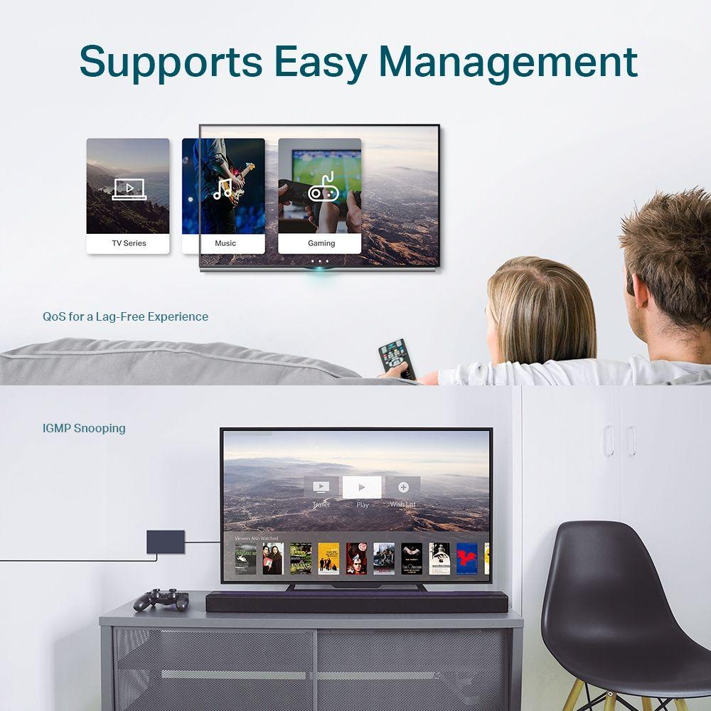 Switch Smart Gerido TP-LINK TL-SG105E (Gigabit Ethernet - 1 MB - 7,4 Mpps - Preto) — miniatura 6