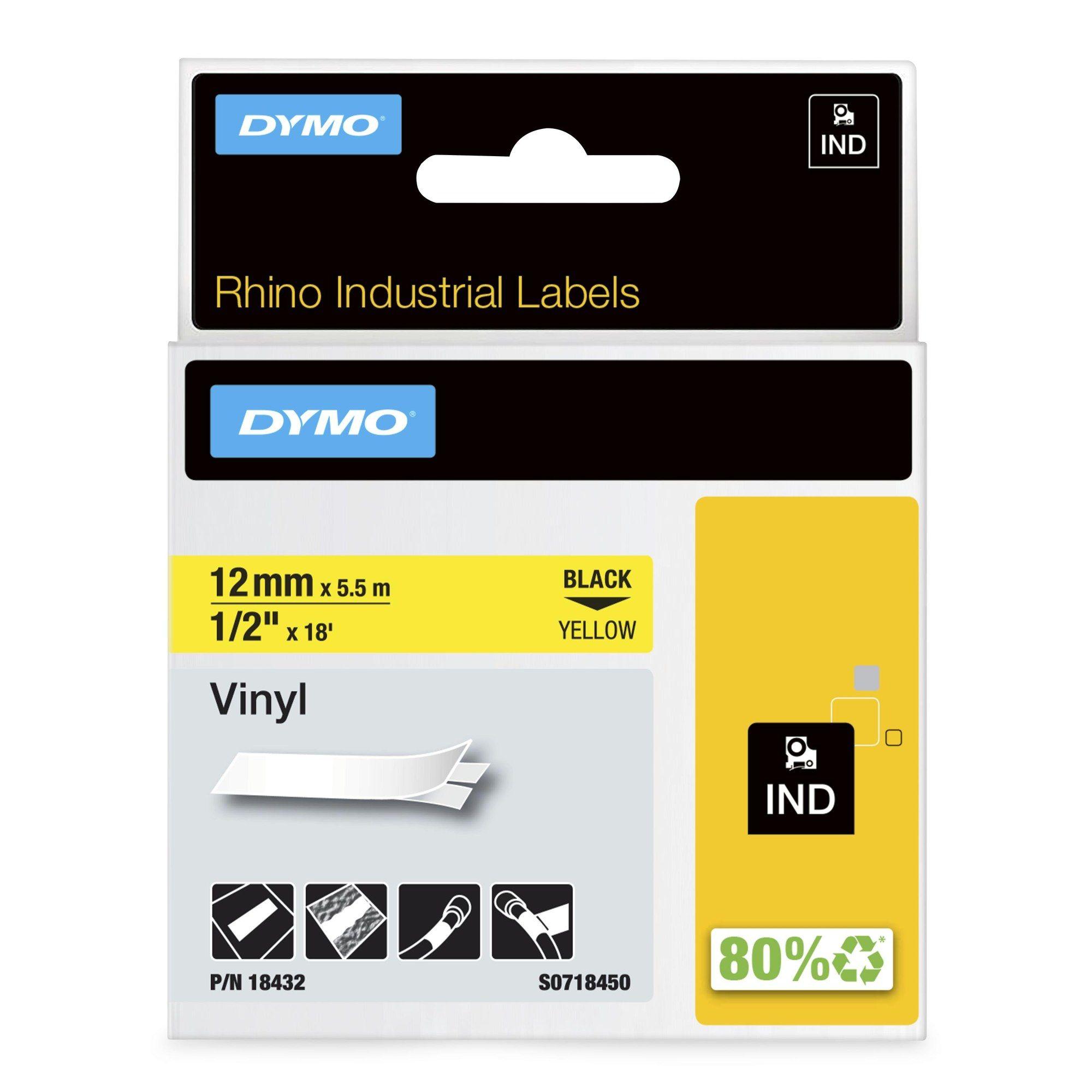 Fita para Rotuladora DYMO 18432 (Preto sobre Amarelo)