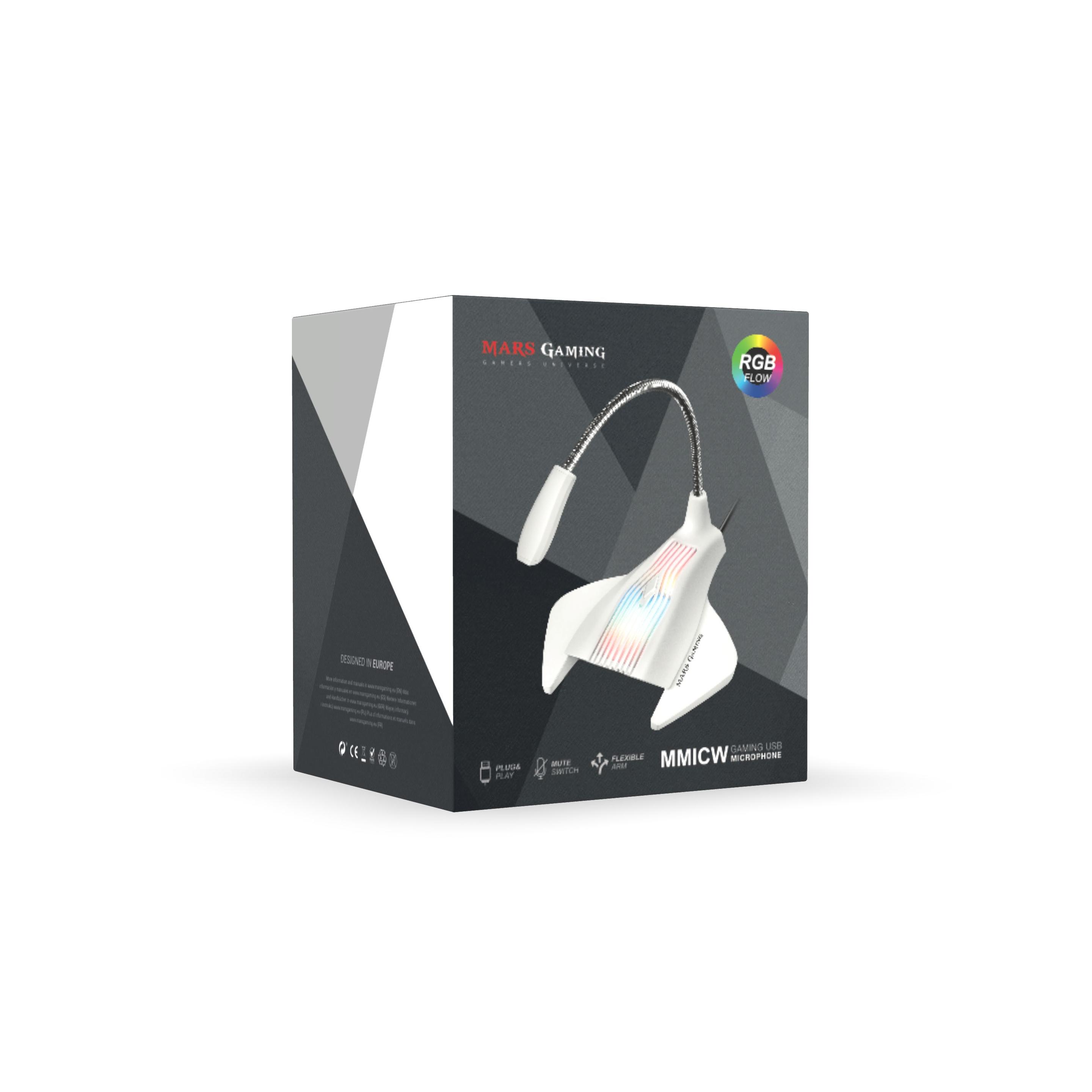 Microfone de Mesa MARS GAMING MMICW (Microfone de mesa - Com fios - USB - Branco) — miniatura 7