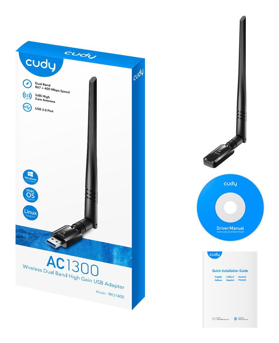 Adaptador USB Wi-Fi CUDY WU1400 (Wi-Fi 5 - 867 Mbit/s, 400 Mbit/s - Dual-band - Preto), miniatura 2