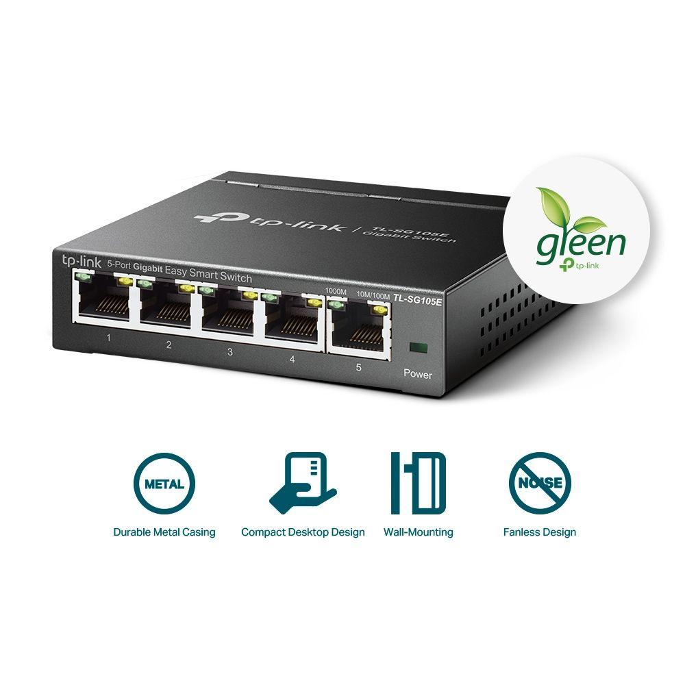 Switch Smart Gerido TP-LINK TL-SG105E (Gigabit Ethernet - 1 MB - 7,4 Mpps - Preto) — miniatura 5
