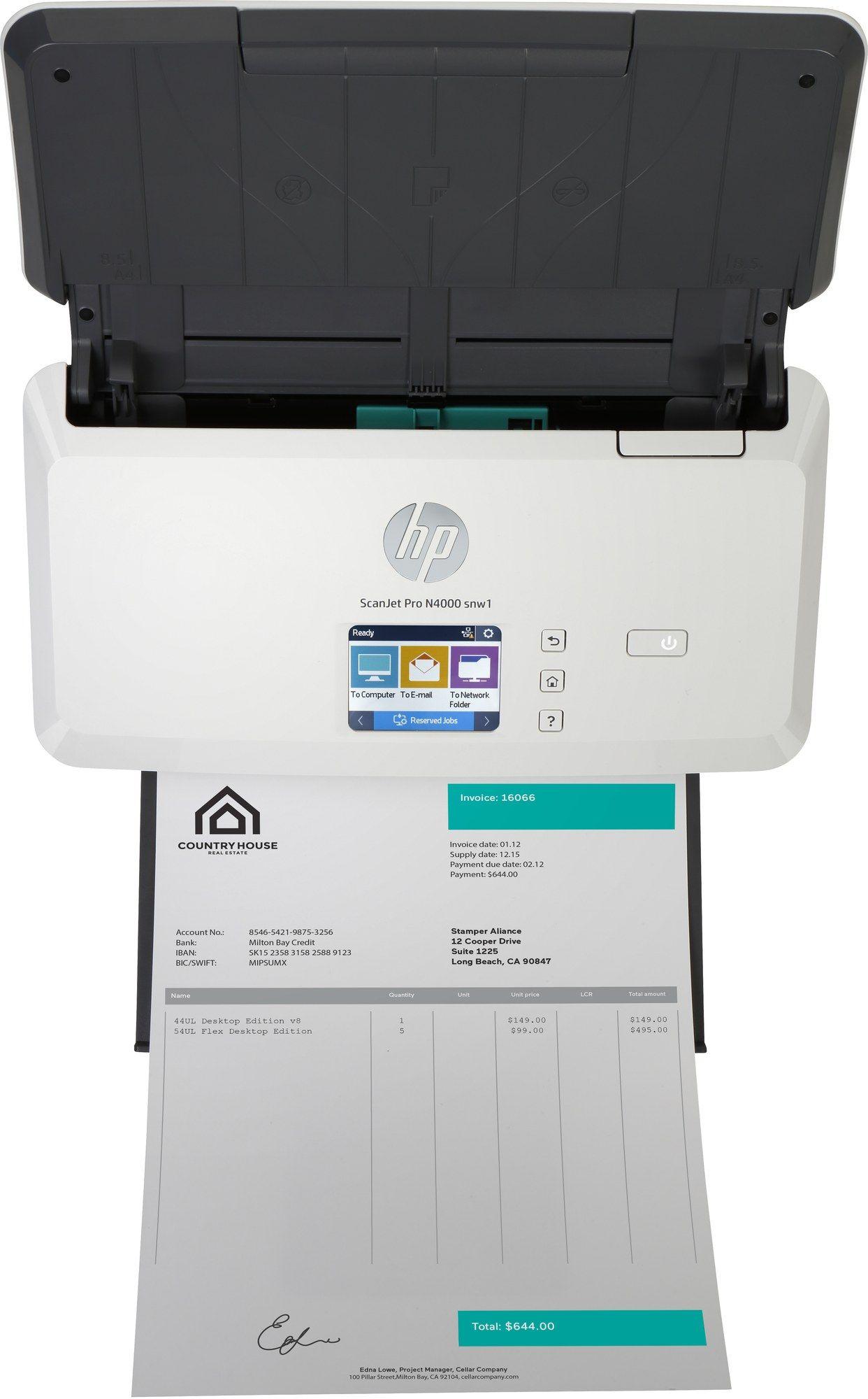 Scanner de Documentos HP ScanJet Pro N4000 snw1 (USB, Wi-Fi, Ethernet - Preto e Branco) — miniatura 6